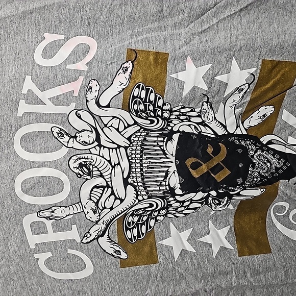 Crooks &‎ Castles Tee Shirt Medusa Snakes Medium NWT - Picture 3 of 6
